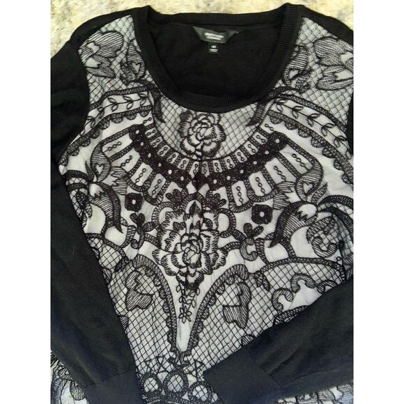 Simply‎ Vera Wang 1X Black Layer Look Lace Front Tunic Fairy Goth Office Dark - Picture 2 of 8